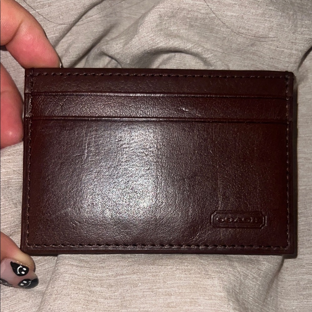 Vintage coach  mahogany leather card holder